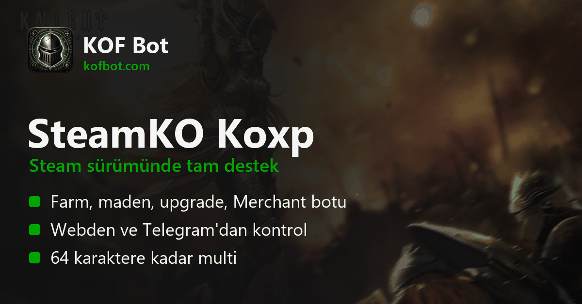 SteamKO koxp – KOF Bot ile Steam Knight Online otomatik farm